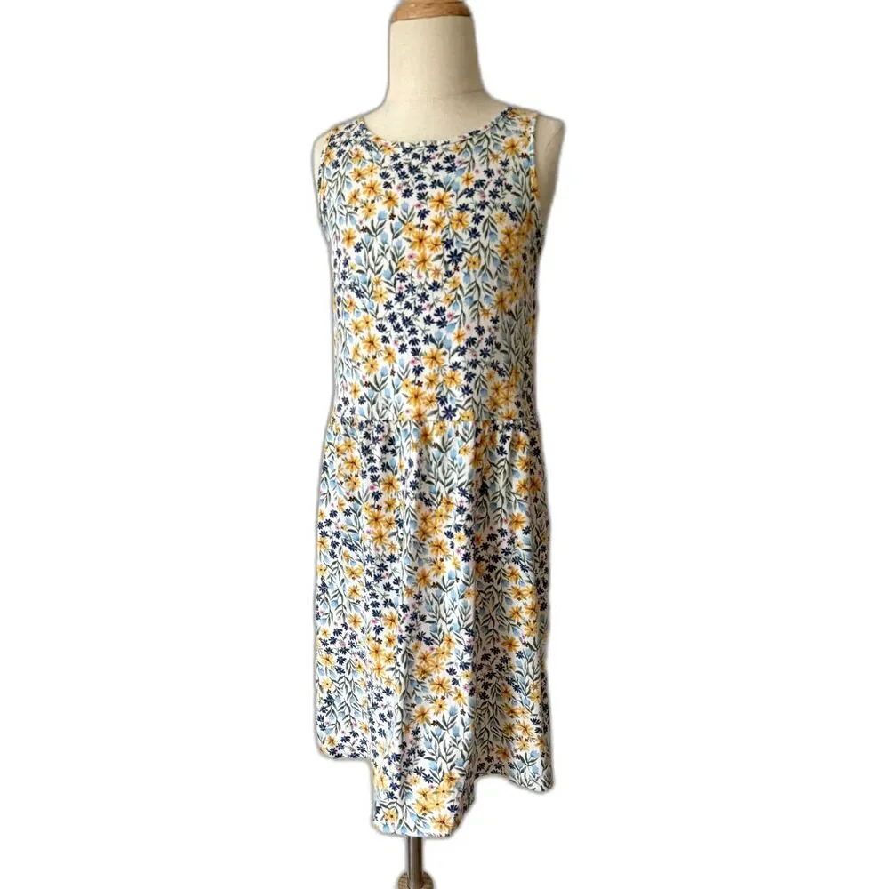 White Spring Flowers Girls Sleeveless Floral Sundress by Old Navy sz Large 10/12